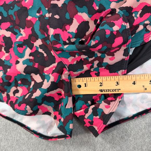 Athleta Running Free Printed Shorts Women's Large 3.5" Inseam Pink Black Teal - Picture 3 of 8
